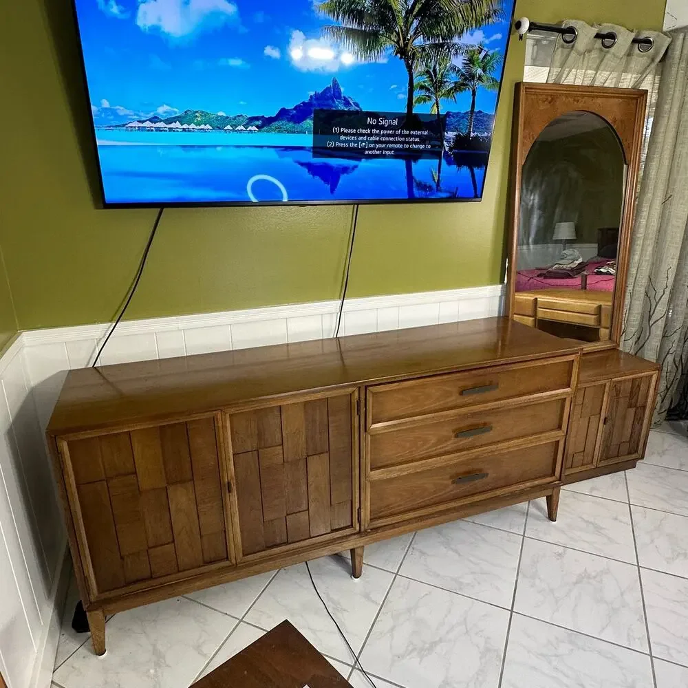 Mid Century Kroehler Brutalist Patchwork Dresser NO MIRROR
